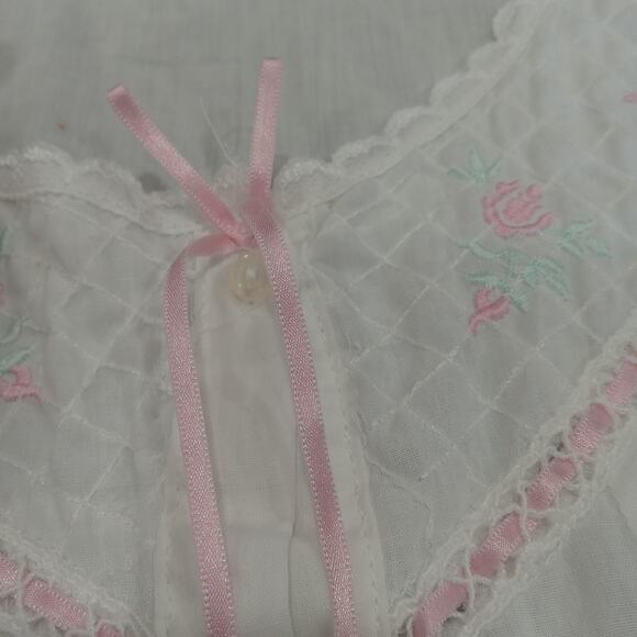 VTG Moon Dance Embroidered Nightgown LARGE Sleeveless Cottagecore Ruffle Pintuck - Picture 10 of 15